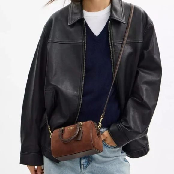 New Coach Mini Rowan Crossbody Bag CCF29, suede/Im/Vintage Brown - Picture 2 of 13